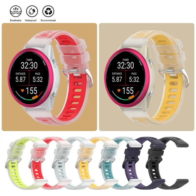 For Garmin Forerunner 165 / 245 / 158 / 55 / 645 Music / 570 42mm WaterProof Jelly Colors 20mm Strap Bracelet