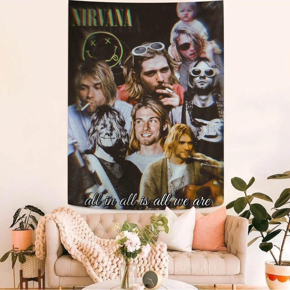 Singer K-Kurt C-Cobain Hippie Wall Hanging Tapestries Bohemian Wall Tapestries Mandala INS Home Decor