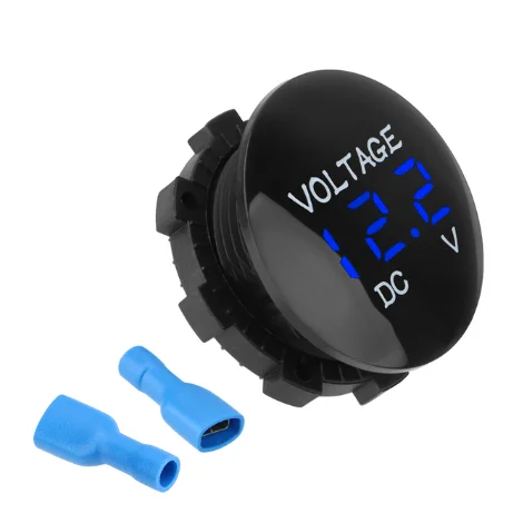 LED Digital Voltmeter Round Waterproof For Car Marine Motorcycle Truck RV ATV Battery Voltage Tester 12V-48V