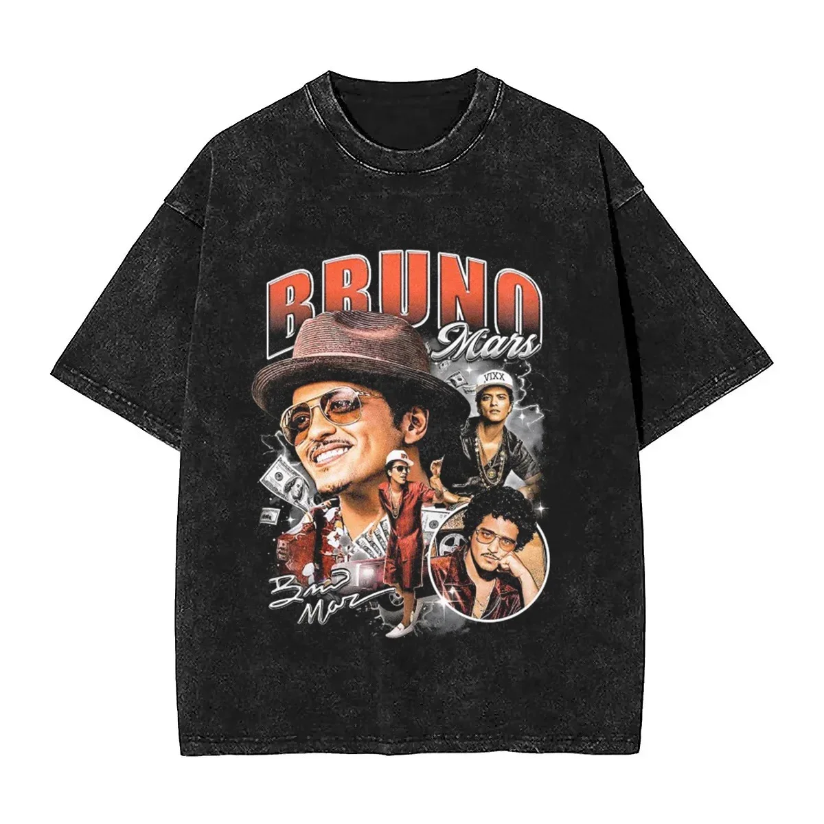

Bruno Pop Musician Washed Vintage T Shirts Unisex Mars American Singer Awesome Loose Summer O Neck Fashion Tees Oversized Tops