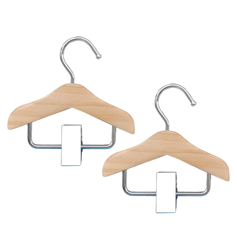 

2 Pcs Mini Hanger Pet Coat Small Clothes Wood Wooden for Dog Clothing
