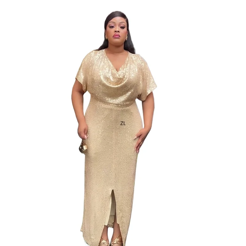 

African Dresses for Women 2026 New Fashion Plus Size Sequin Evening Party Long Dress Dashiki Ankara Outfits Robe African Clothes