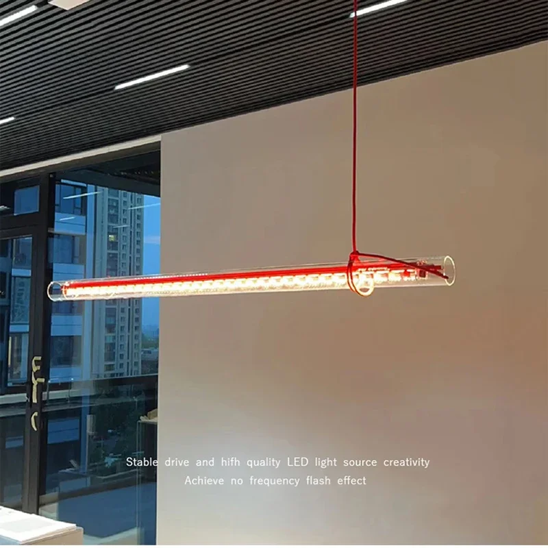 2026 Nordic Designer Restaurant Chandeliers Creative Long Strip Transparent Glass Pendant Light For Dining Room Bar Kitchen Led