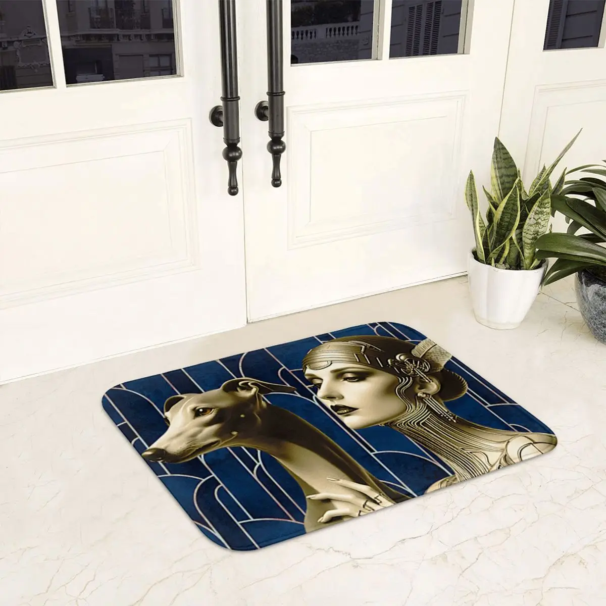 Winter Hound Greyhound Whippet Sighthound Dog Non-slip Doormat Floor Mat Carpet Rug for Kitchen Entrance Balcony Footpad Mats