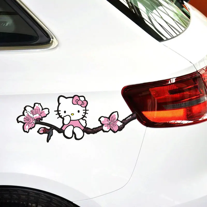 Sanrio anime olá kitty adesivo de carro kawaii kitty cat decalques de janela automática adesivos de para-brisa traseiro decoração de carro adesivo decalque de laptop