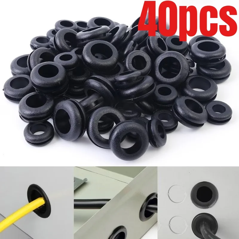 40pcs O-ring Protection Coil Combination Kit, 8MM-14mm, Double-sided Sealing Gasket, Wire and Cable Hole Protection Tool Gasket