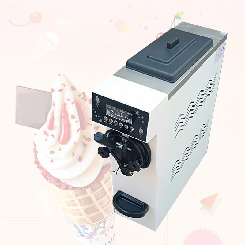 

New 900W Desktop Small Soft Ice Cream Maker Making Machine Single Flavor Ice Cream Machine