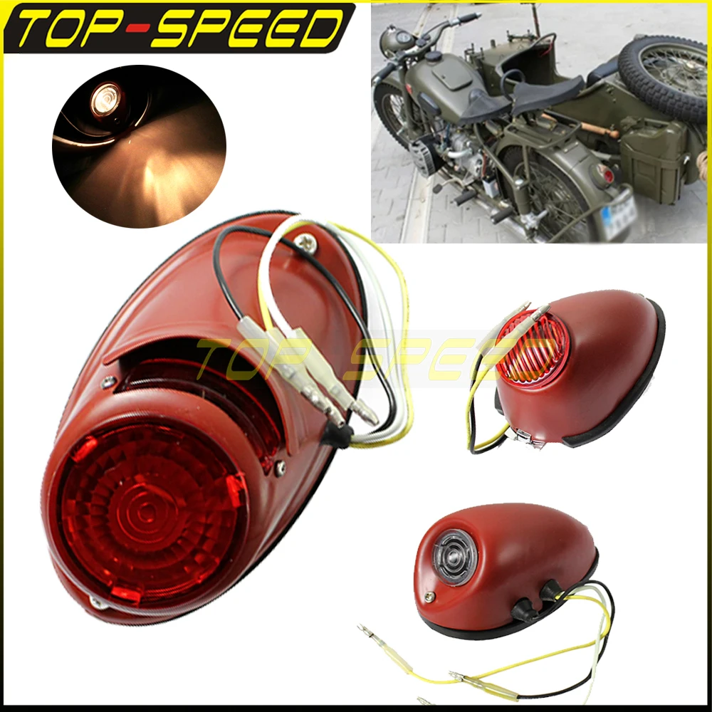 Motorcycle Retro Red Taillamp Tail Lamps Parts Brake Stop Lamp Indicator For BMW M1 M1M M1S M72 R12 Zündapp DB DS DBK KS KS750