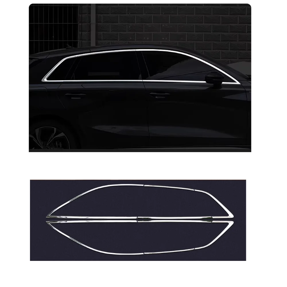 Voor Audi A3 8Y RS Sportback 2022 ~ 2025 Zilver Zwart Rvs Autodeur Raamkozijn Vensterbank Trim sticker Accessoires