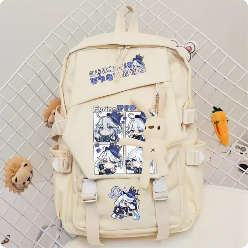 Mochila escolar de Anime Genshin Impact Furina, bolso de hombro de alta capacidad, viaje de Cosplay, regalo para estudiantes y adolescentes, B609