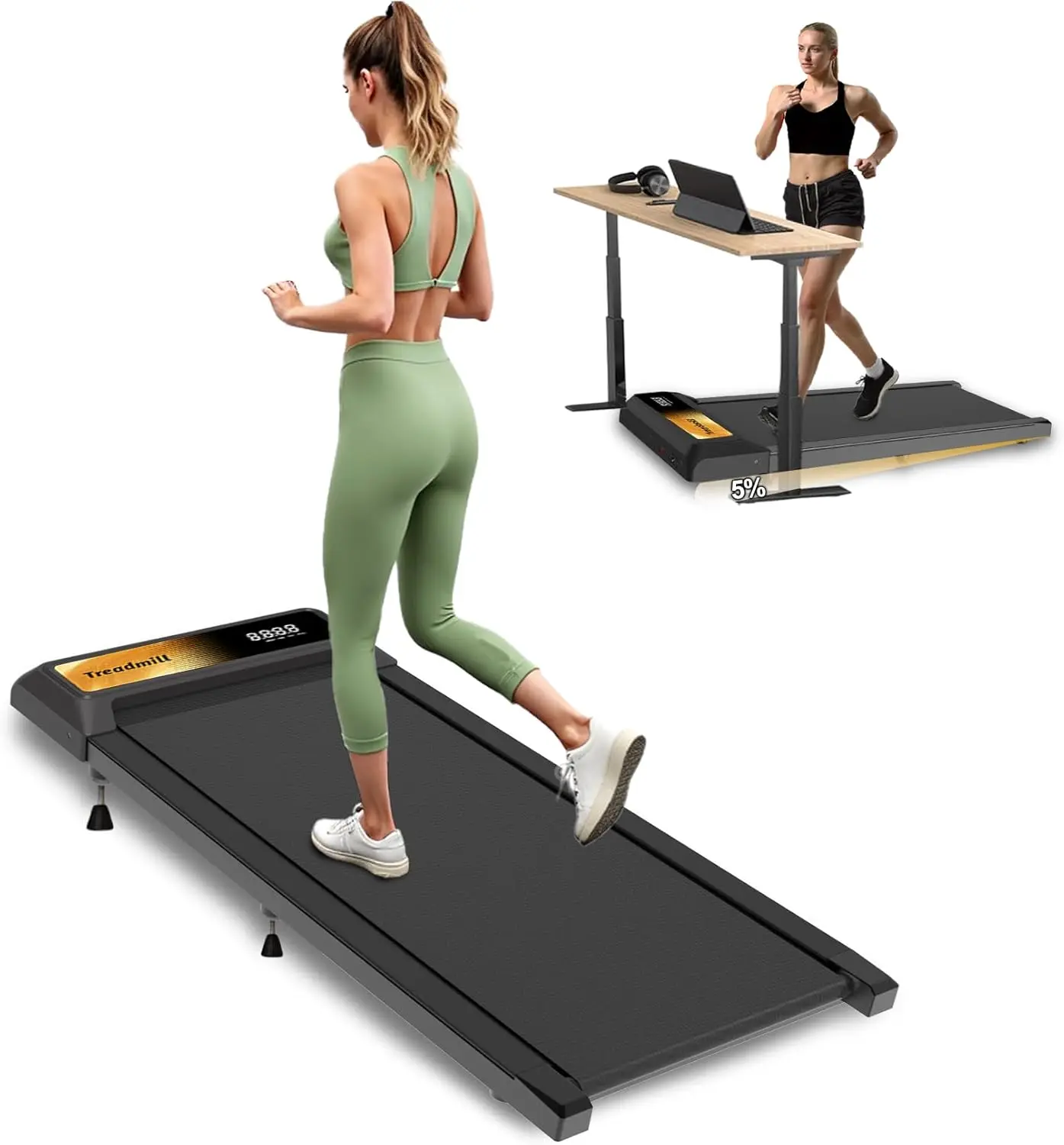 Cinta de correr portátil para el hogar y la Oficina, velocidad de 0,6-3,8 mph, 2,5 HP, con Control remoto, diseño compacto, L