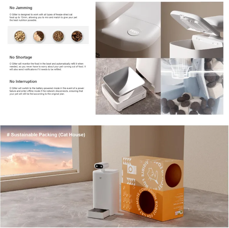 2025 Smart Cat Companion Robot 360° View Camera Pet Automatic Feeder for Cat