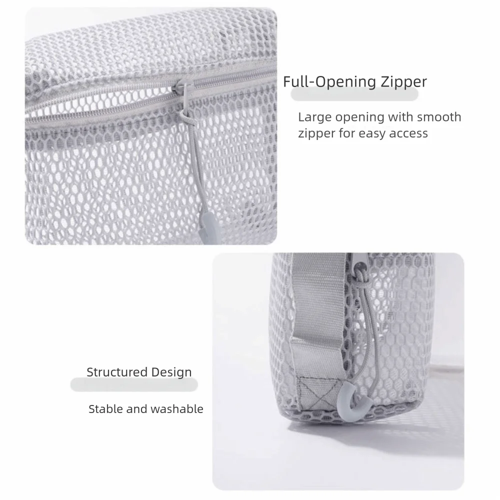 Casual Nylon Storage Pouch With Zipper Mesh Cosmetic Bag Multipurpose Hand-held Mesh Pouch Travel