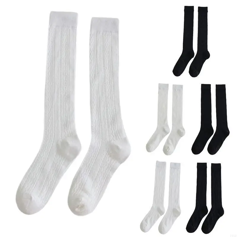 195E Women Girls Summer Ultra-Thin Mesh Knee High Socks Japanese College Color Hollow Out Leaves Rhombus Calf