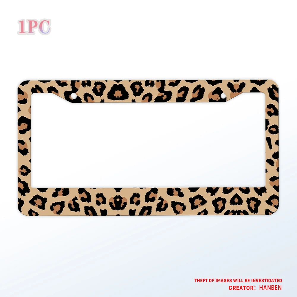 

Держатель номерного знака с леопардовым принтом, коричневый держатель номерного знака с пятнами, прочный алюминий, подходит для американских автомобилей