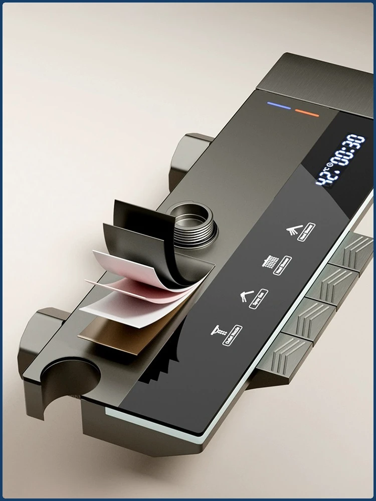 Intelligent Temperature Digital Display Shower System Wall Mount 4 Function Piano Key Rainfall Shower Faucet System for Bathroom