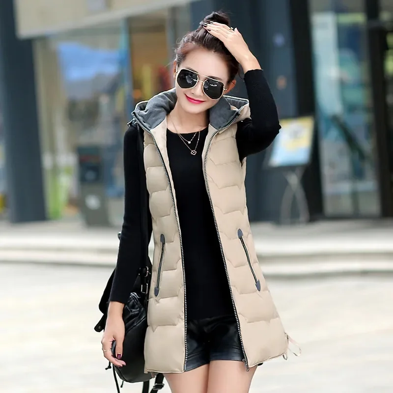 2024 Jackets Coat Woman Vest Autumn Winter Hooded Vest Women Veste Femme Long Parkas Chaqueta Para Mujer Casaco Feminino Clothes