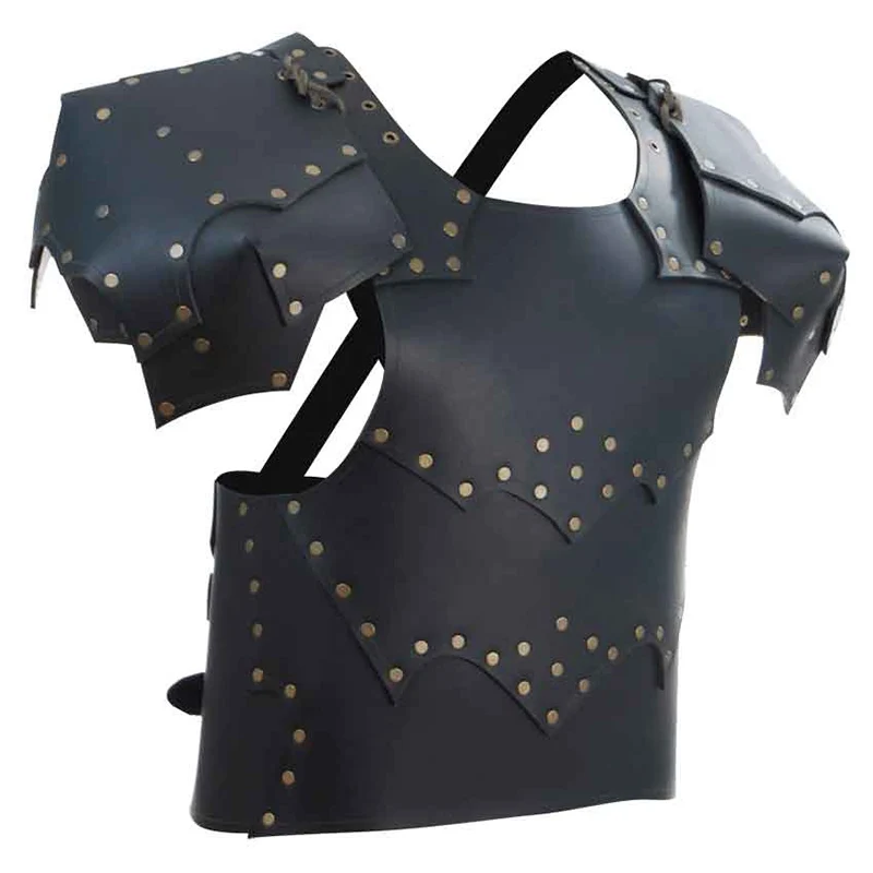 

Medieval Viking Cosplay Costume Gothic Shoulder Chest Armor Knight Warrior PU Leather Harness Tops Gladiator LARP Accessory Men