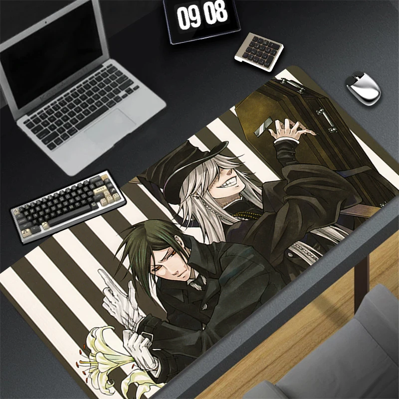 Pattern Game Mousepad Pad Rubber Mouse Mat Desk Gaming Non Slip Table Mat PC Gamer Cabinet B-black Butler Mousepad Keyboard Pad