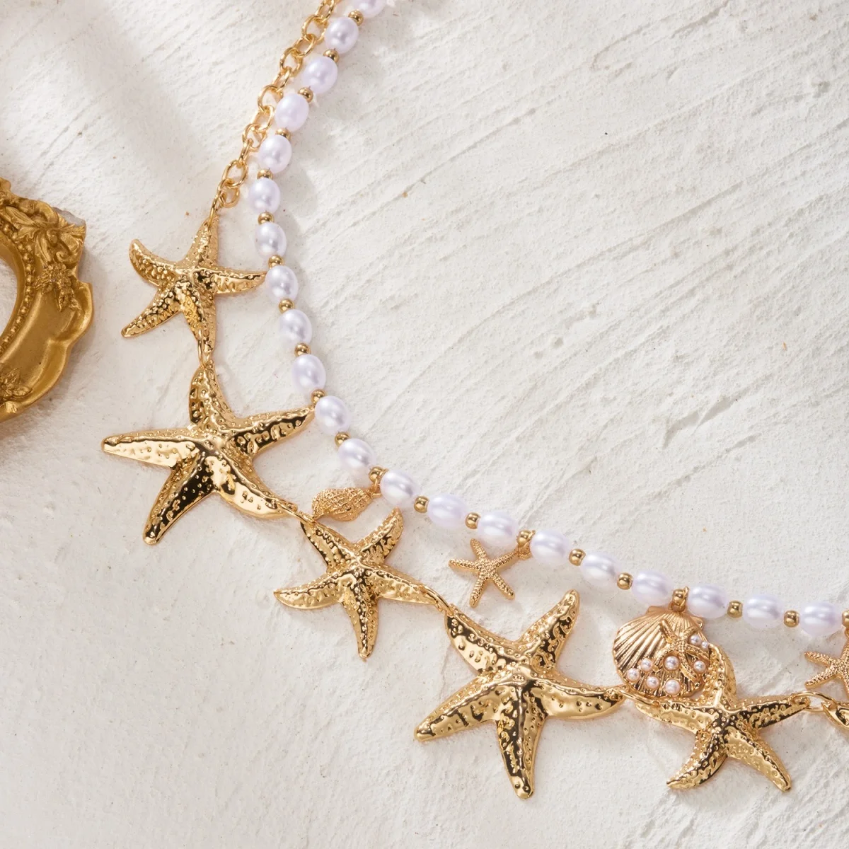Extravagante, zusammengesetzte Taillenkette mit Seestern-, Muschel- und Imitationsperlen für Damen und Herren, doppellagige Körperkette, Strand-Körperschmuck – Detail 14