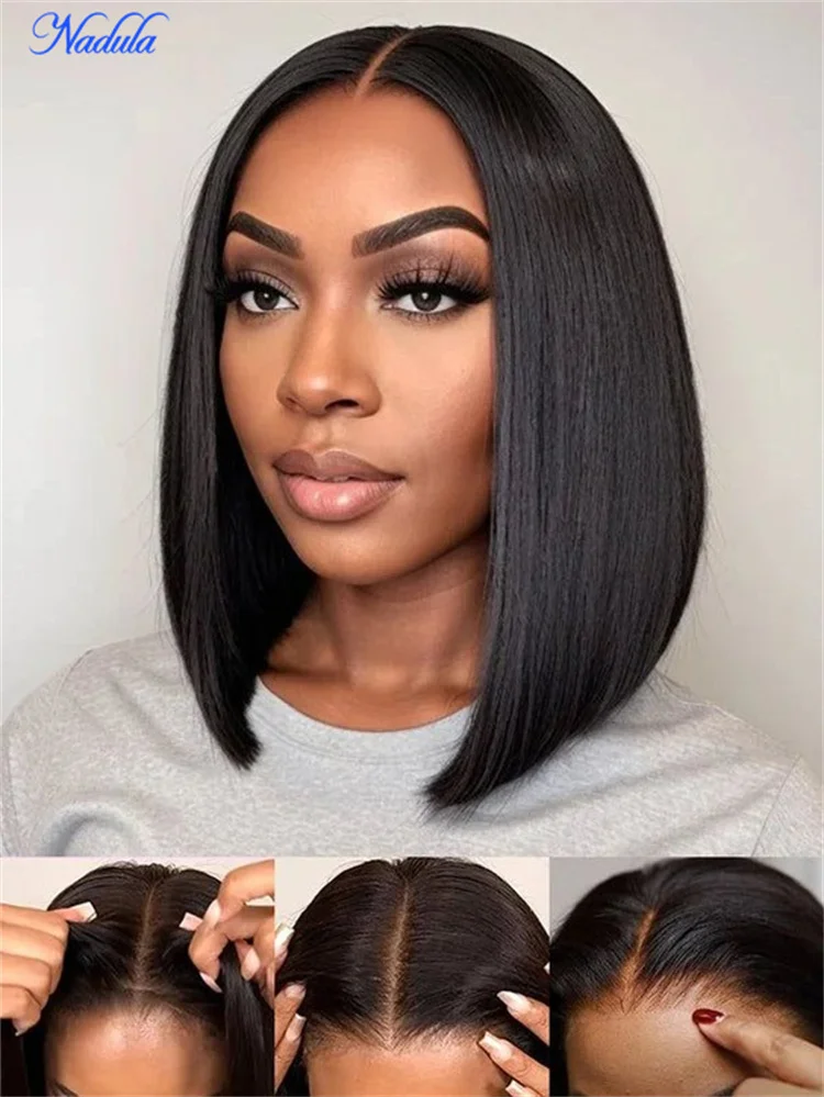 

Nadula Silky Straight Glueless Bob Human Hair Wig 7x5 Bye Bye Knots Glueless Wig Human Hair Ready to Wear Short Bob Wig