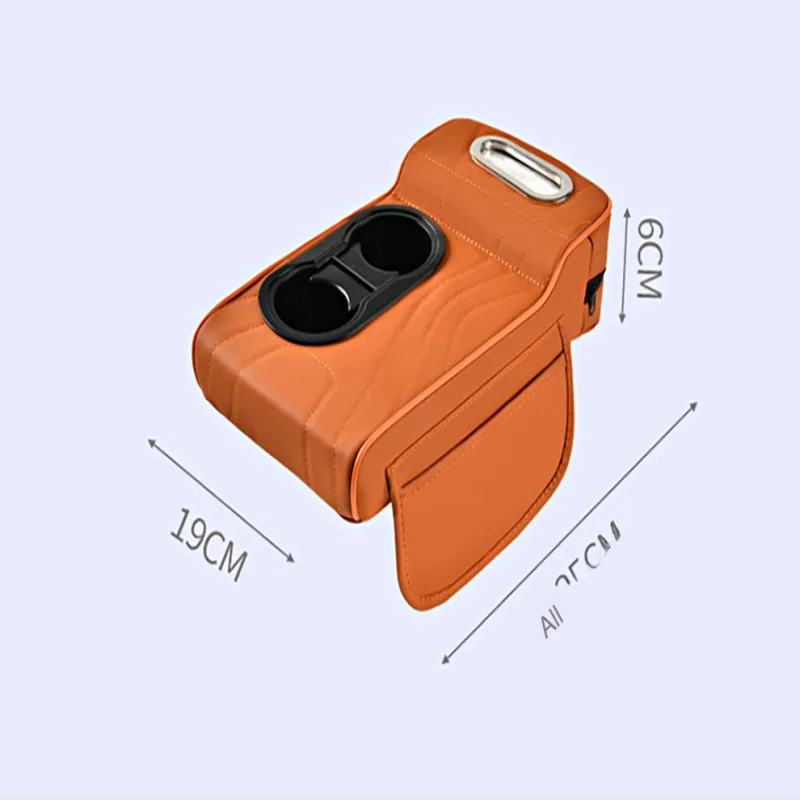 Car armrest box pad multifunctional leather protective cover double cup holder storage armrest box pad central heightening pad