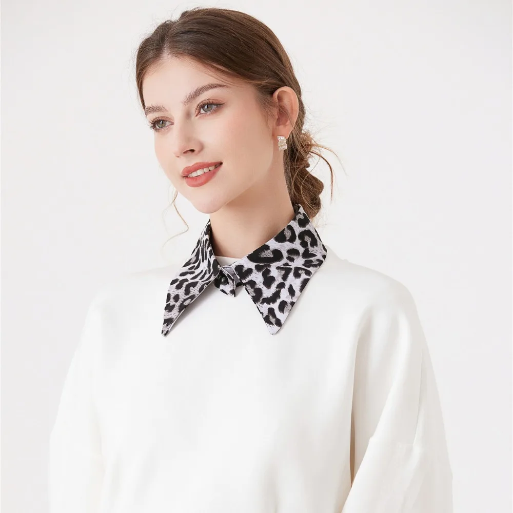 Съемная рубашка с леопардовым принтом, искусственный воротник, декоративные искусственные рукава для рук, легко носить, блузка, воротники, накладные манжеты на запястьях