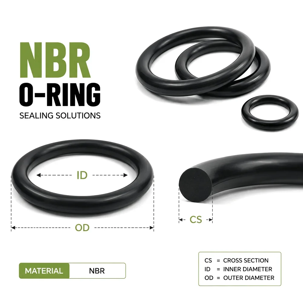 20Pcs Black NBR oil resistance O-ring CS 2mm  OD 5-50mm Good elasticity/oil resistance/anti-aging/O-ring of hydraulic equipment