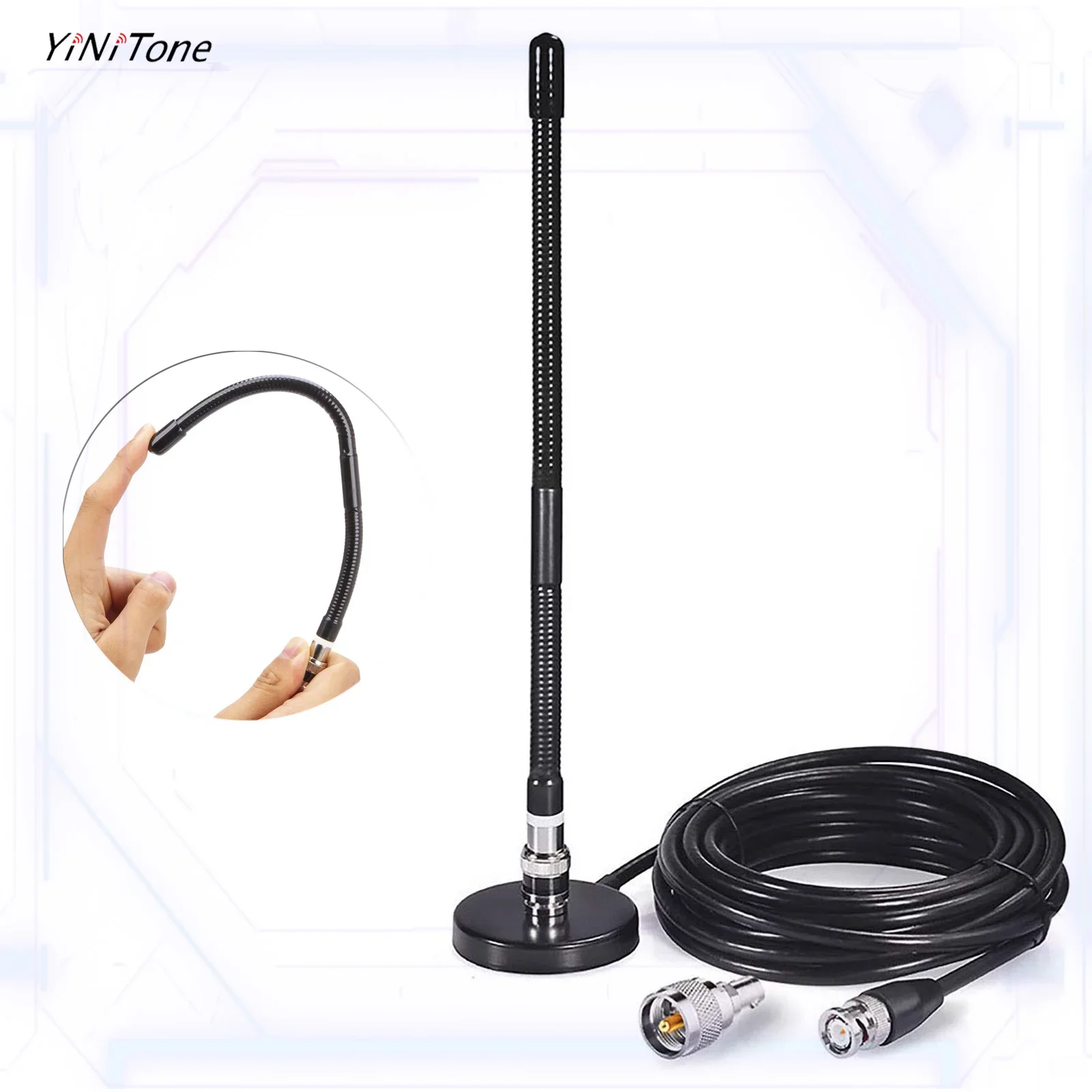 

PL259/BNC Connector 10 meter Cable Magnetic Base CB Radio 27MHz Soft Whip Antenna Kit for kenwood ICOM Motorola Vertex
