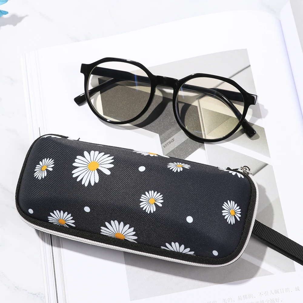 Daisy Sunglasses Box Glasses Pattern Eyewear Box Zipper Closure Simple Style Women Men Portable EVA Glasses Protective Box