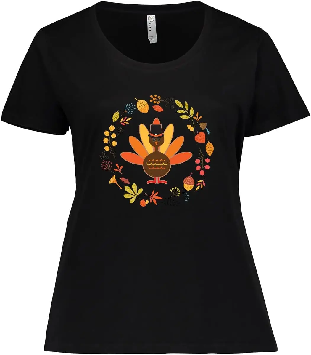 Inktastic Thanksgiving Truthahn Herbst Urlaub Kranz Frauen Plus Size T-Shirt