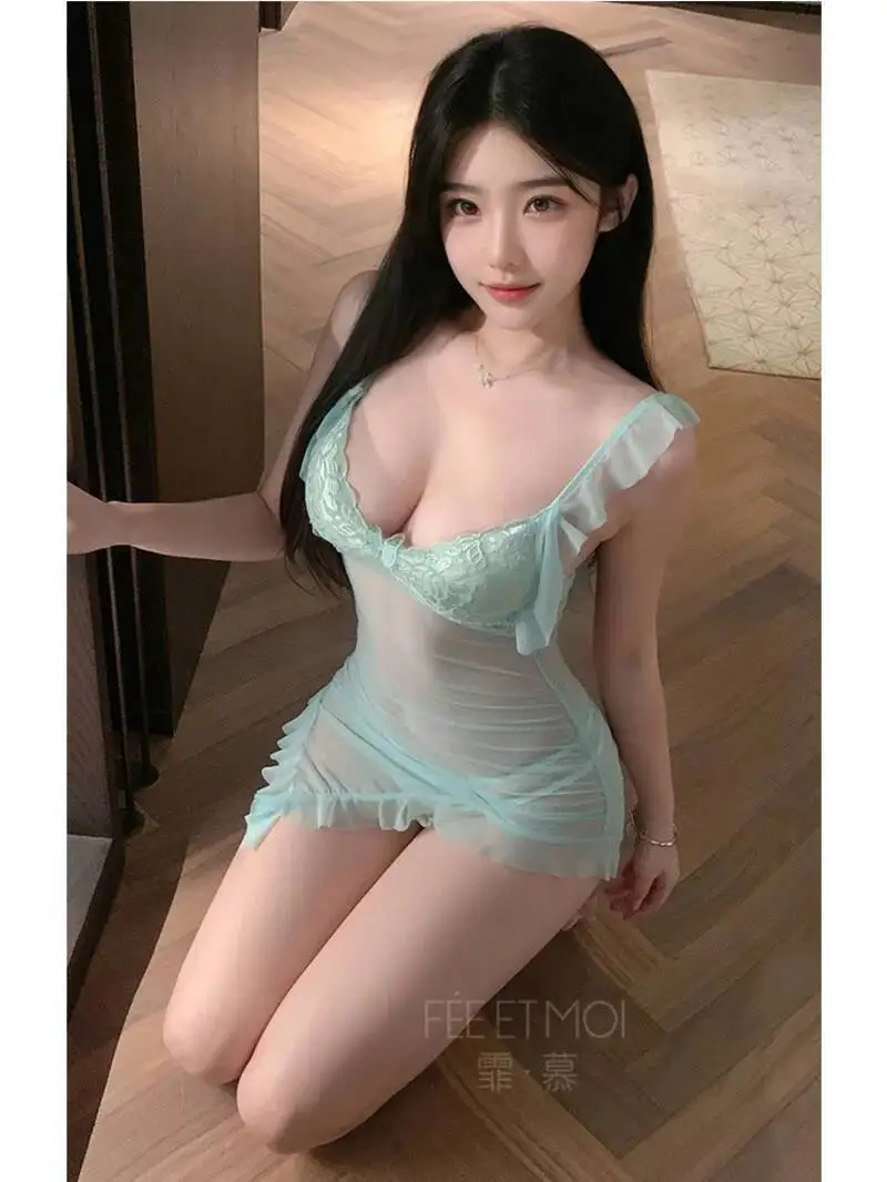 Feimu Paris Love Heart Perspective Chest-Exposing Dress Elegant Temptation Sexy Tank Mini Dress Sheer Korean Women Top 214P