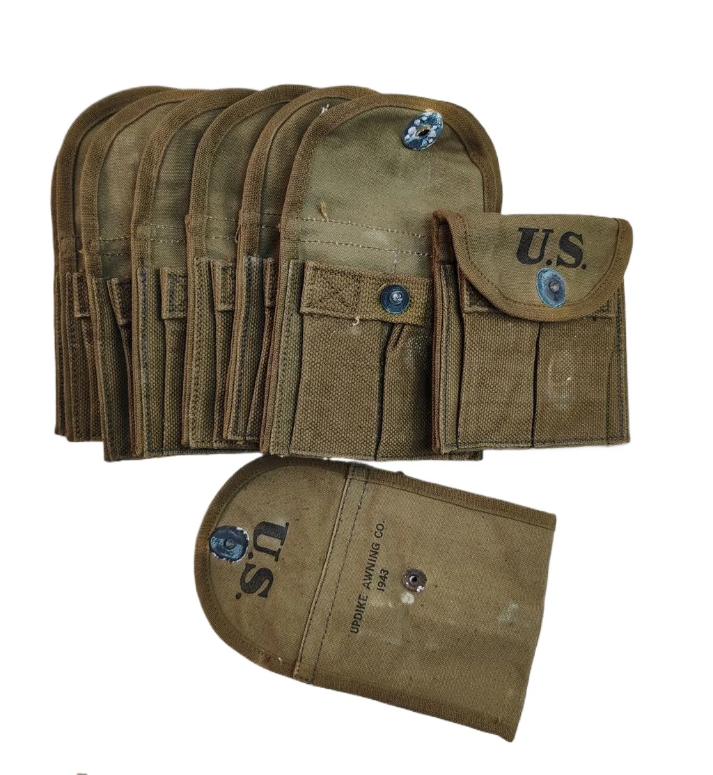 10PCS MILITARY SURPLUS GENUINE ORIGINAL WW2 US M1 M2 CARBINE Canvas Magazine Pouch Hi-Q1943
