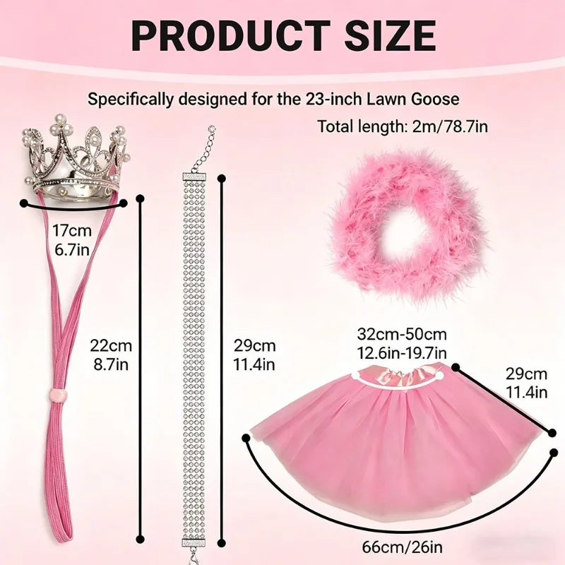23 Inch Porch Goose Costume Set Crown Tulle Skirt Garden Statue Clothes Holiday Party Decorations