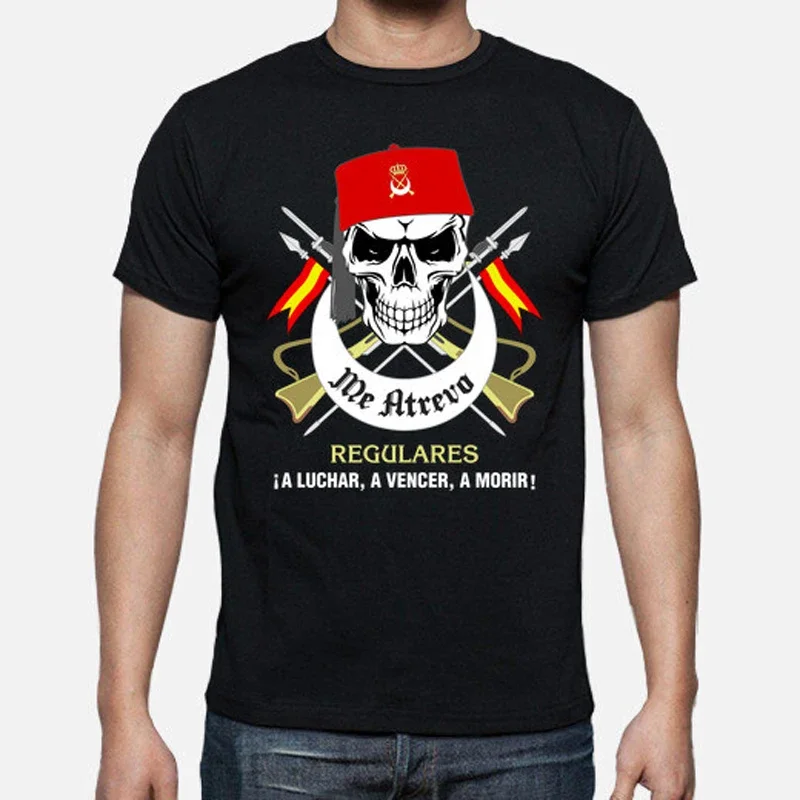 Spanish Legion Regulares Calavera, Legión Española T-Shirt 100% Cotton O-Neck Summer Short Sleeve Casual Mens T-shirt Size S-3XL