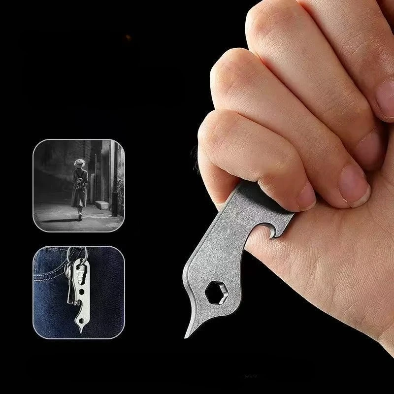 Herramienta multiusos titanio EDC con abridor botellas y clip MOLLE - imagen 3