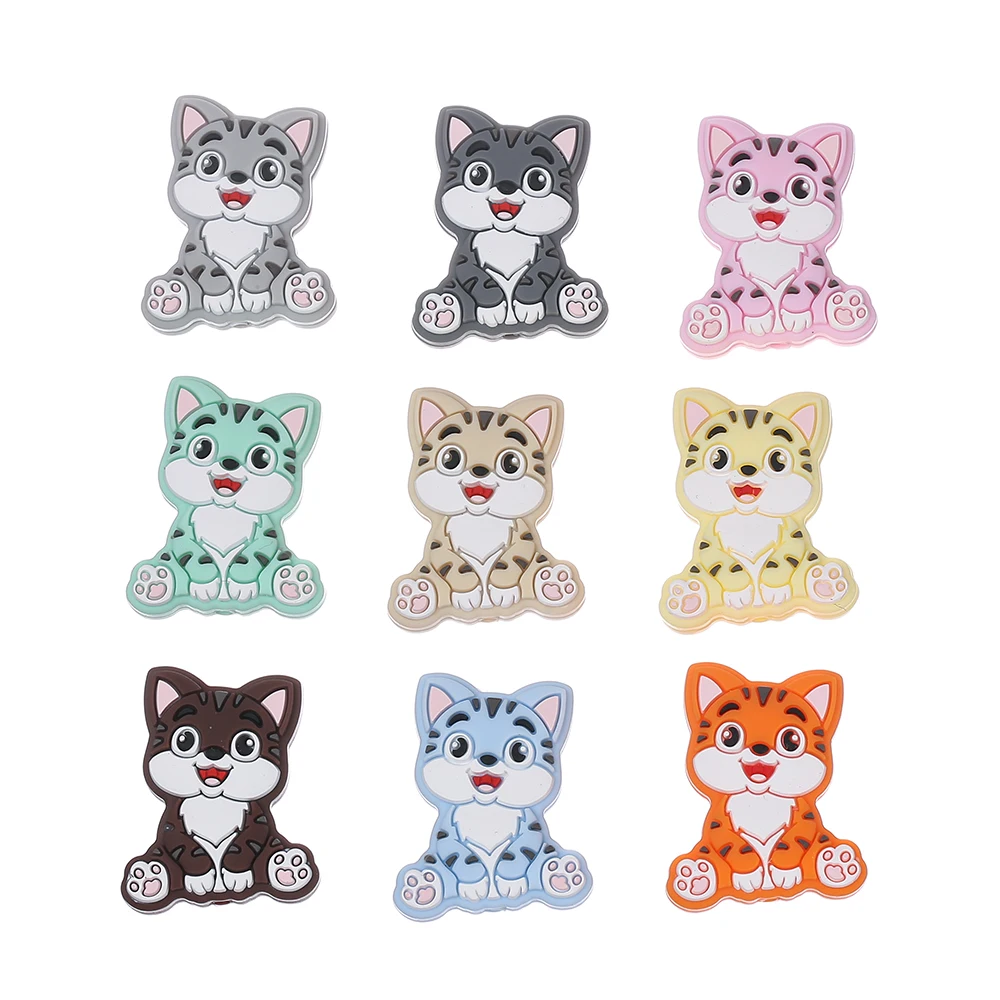 10Pcs Animal Silicone Beads Cartoon Cute Tiger Focal Beads For Jewelry Making DIY Pen KeyChain Bracelet Necklace Accessories