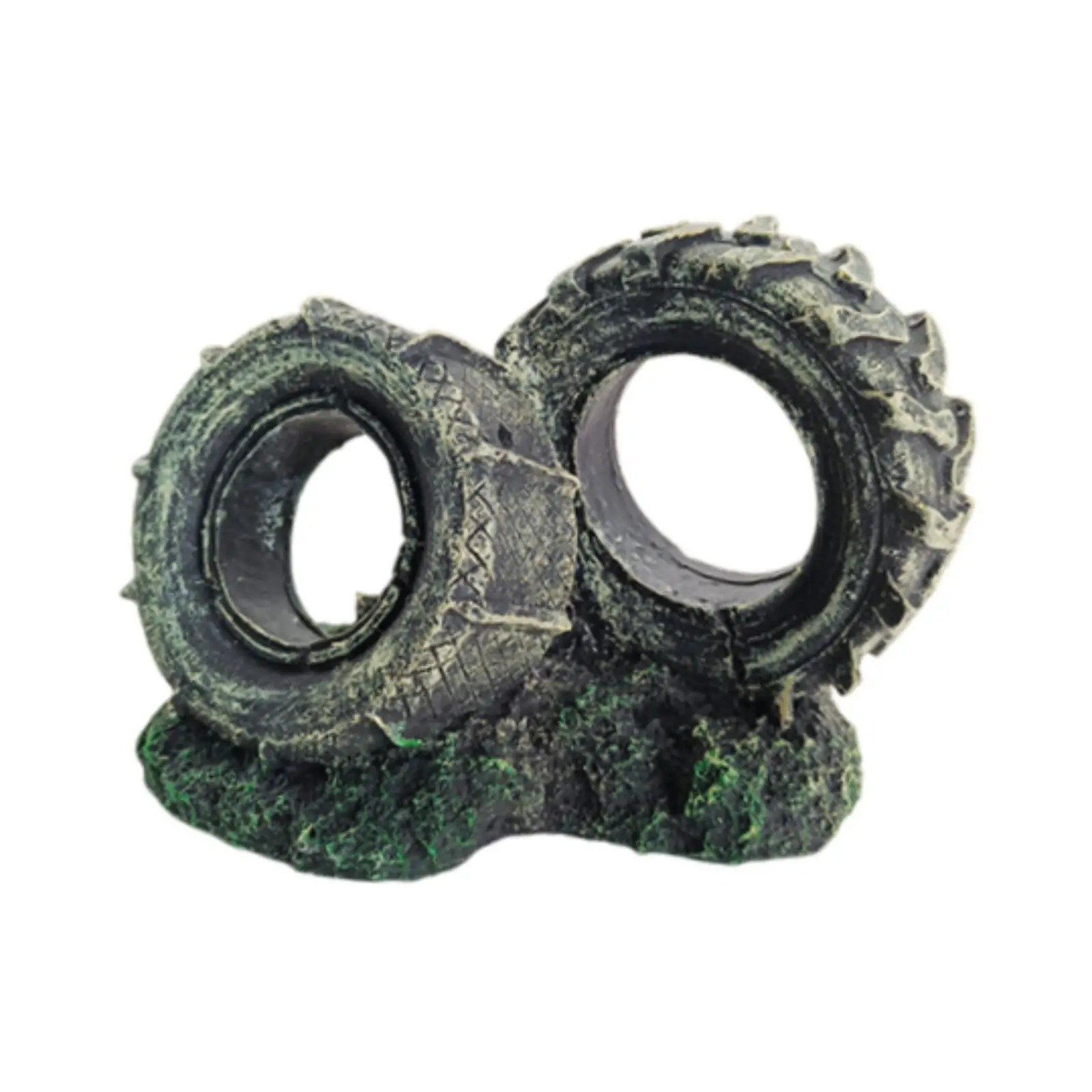 Aquarium Ornament Tyre Shape Cave Hide Multifunctional Aquarium Tank Landscaping Decoration Hideout House for Indoor Home Garden