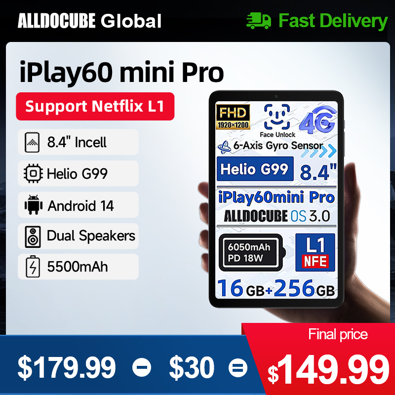  Alldocube iplay60 mini pro 8.4inch Tablet Helio G99 Android14 8GB RAM 128/256GB ROM Dual SIM 4G LTE pad 5500mAh Battery 