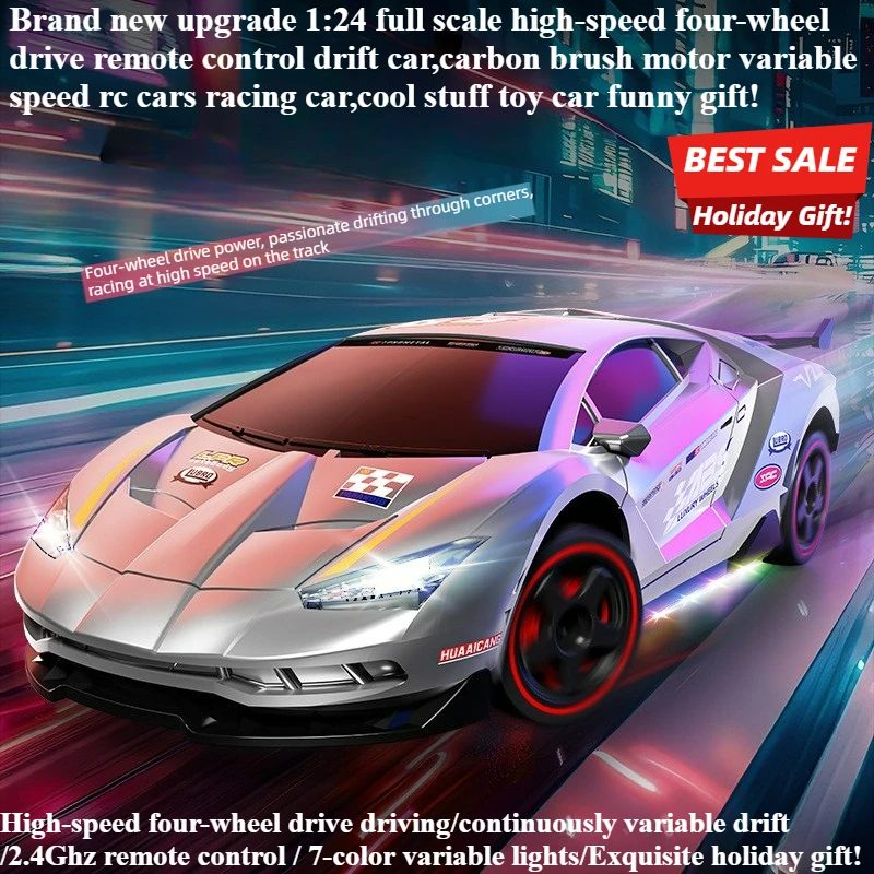 Cool Stuff Toy Car Funny Gift-1:24 Full-scale High-speed 4WD Rc Drift Car,Remote Control Car,Carbon Brush Rc Cars,Toys for Kids