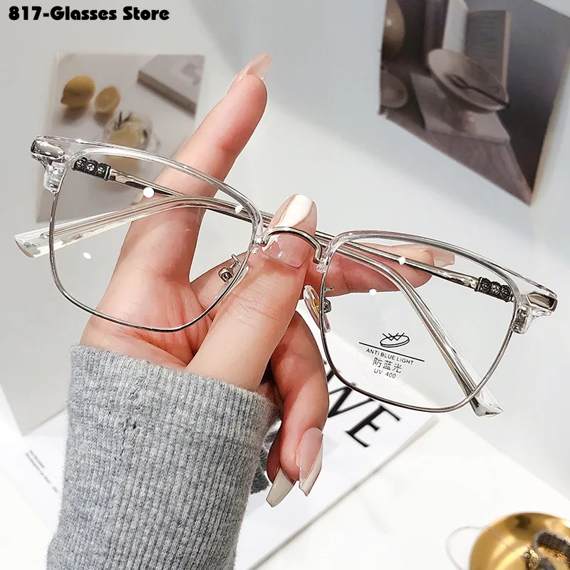 New Metal Half Frame Reading Glasses Men Women Fashion Transparent Presbyopic Glasses for Middle-aged and Elderly +1.0 To +4.0