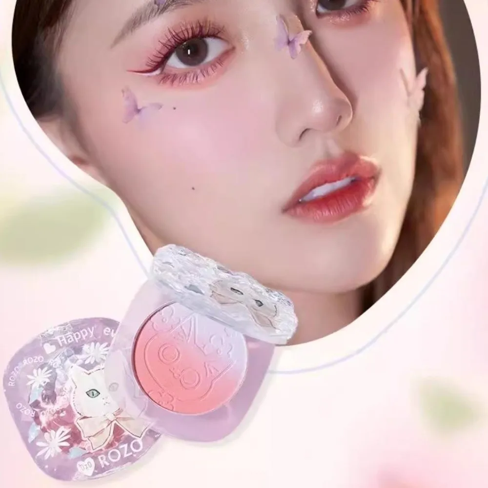 الخوخ الوردي التدرج اللون أحمر الخدود مقاوم للماء ماتي إنهاء الوجه لوحة أحمر الخدود غرامة فلاش الطبيعية عارية كريم أحمر الخدود ماكياج أداة #1