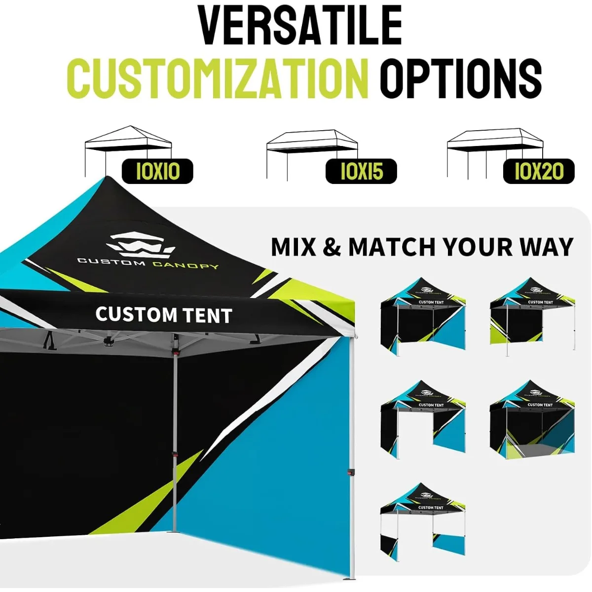Custom 10x10 Canopy Tent with Logo Personalized Pop Up Tent for Trade Shows Outdoor Events Business Advertising