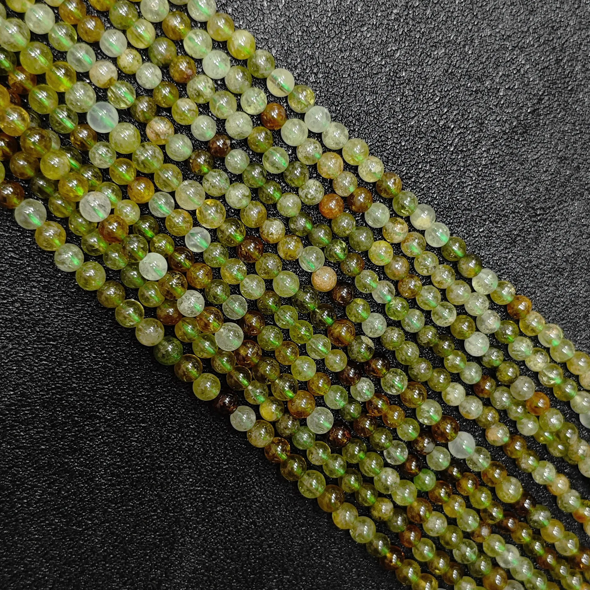 Perles de grenat vert naturel de grade C, rondes, en vrac, stabilisées à la résine, 4mm, 6mm, 8mm, pour la fabrication de bracelets