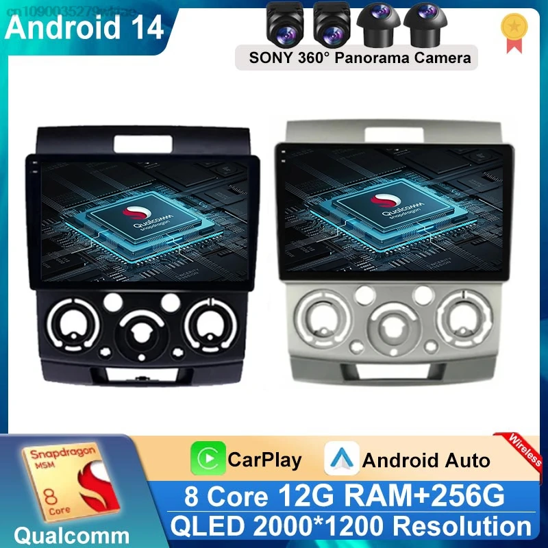 For Ford Everest Ranger Mazda BT50 BT-50 2006-2011 Car Stereo 2 Din Android 14 Radio Screen Multimedia Player Autoradio Head