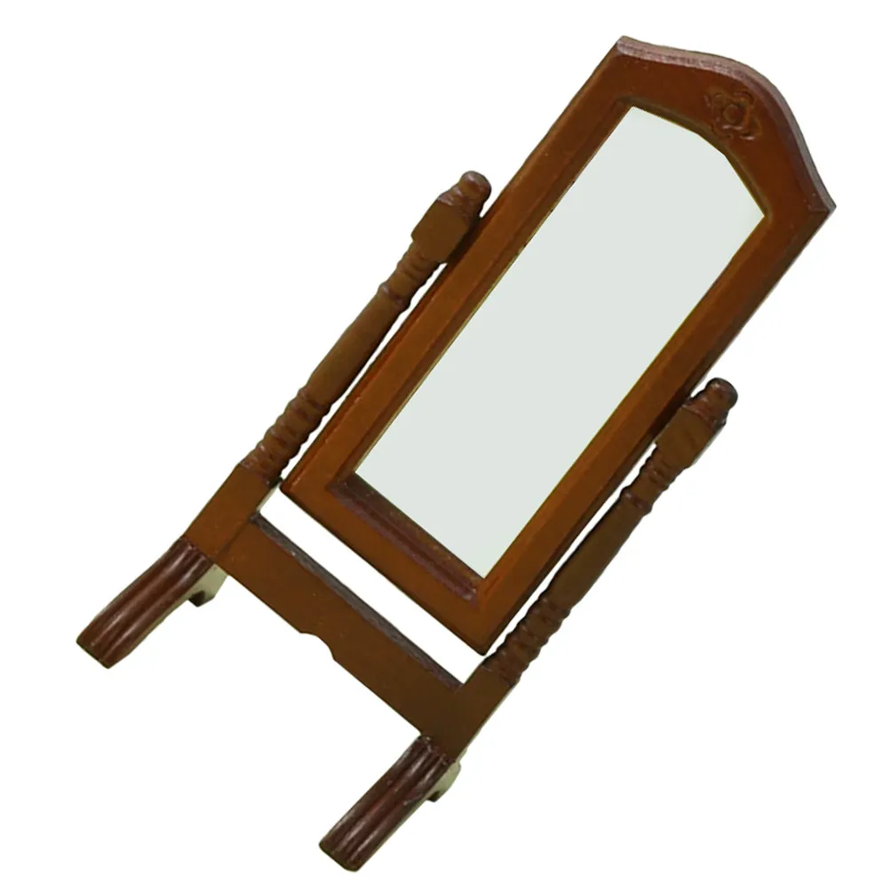 

Miniature Standing Dressing Mirror Wood Vintage Style Adjustable Angle Mirror for Dollhouse Bedroom Decor Dollhouse Accessories