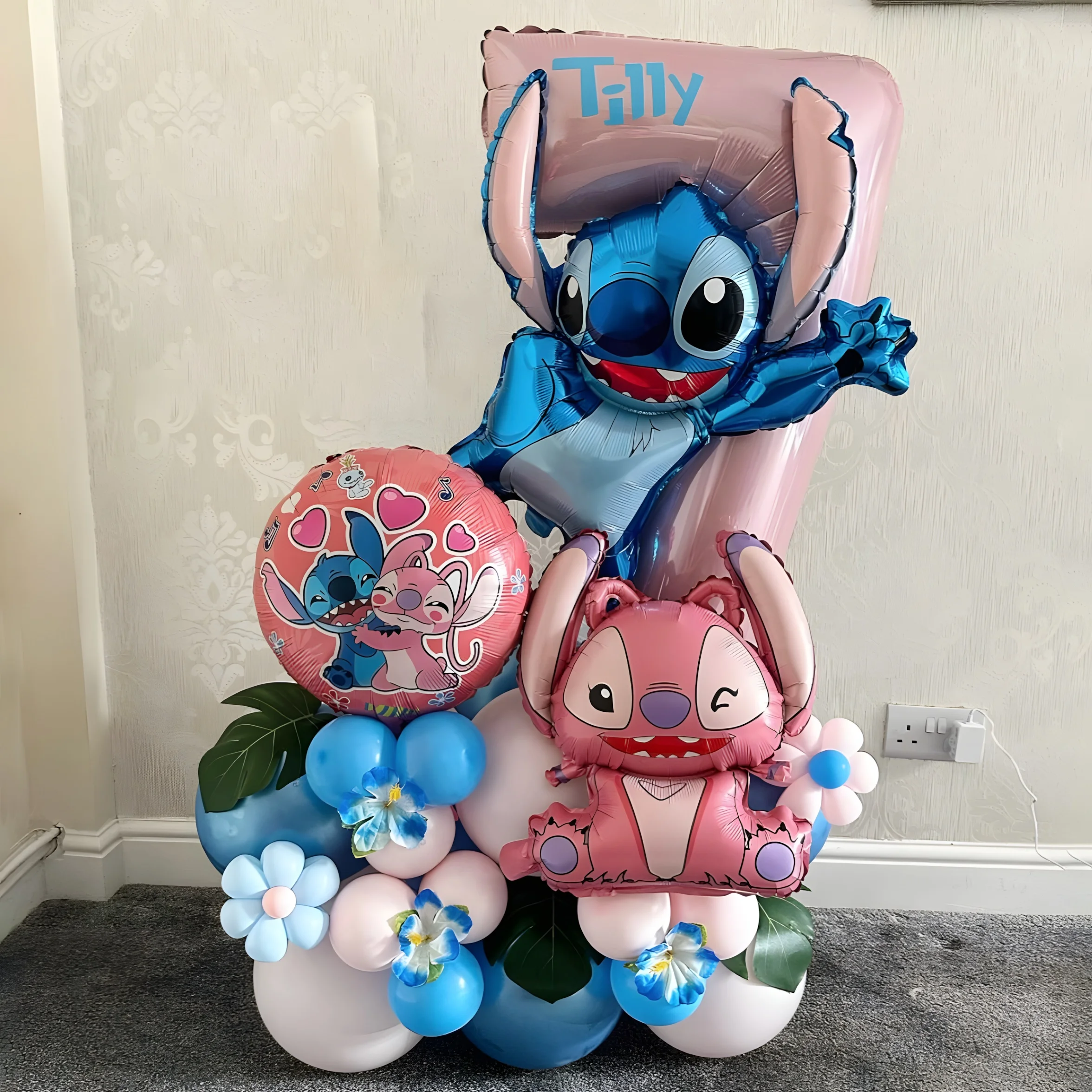 39-Piece Cartoon Theme Party Balloons – Pink Number 1–9 Set, Kids Birthday Party Decor, Baby Shower Supplies & Gift for Boys & G