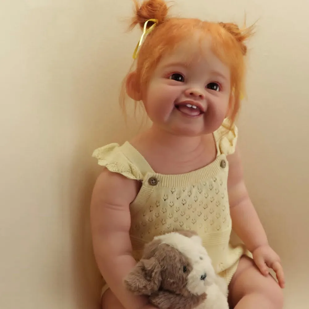 DEVI 28in Toddler Reborn Baby Doll Realistic Girl Hand-Rooted Orangish Hair Kids GIFT