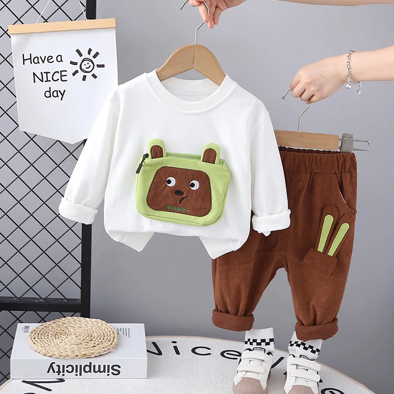 

Toddler Boys Fall Outfits 2024 Autumn Baby Boy Clothes 1 to 5 Year Casual Long Sleeve T-shirts and Pants for Kids Girls Suit Set