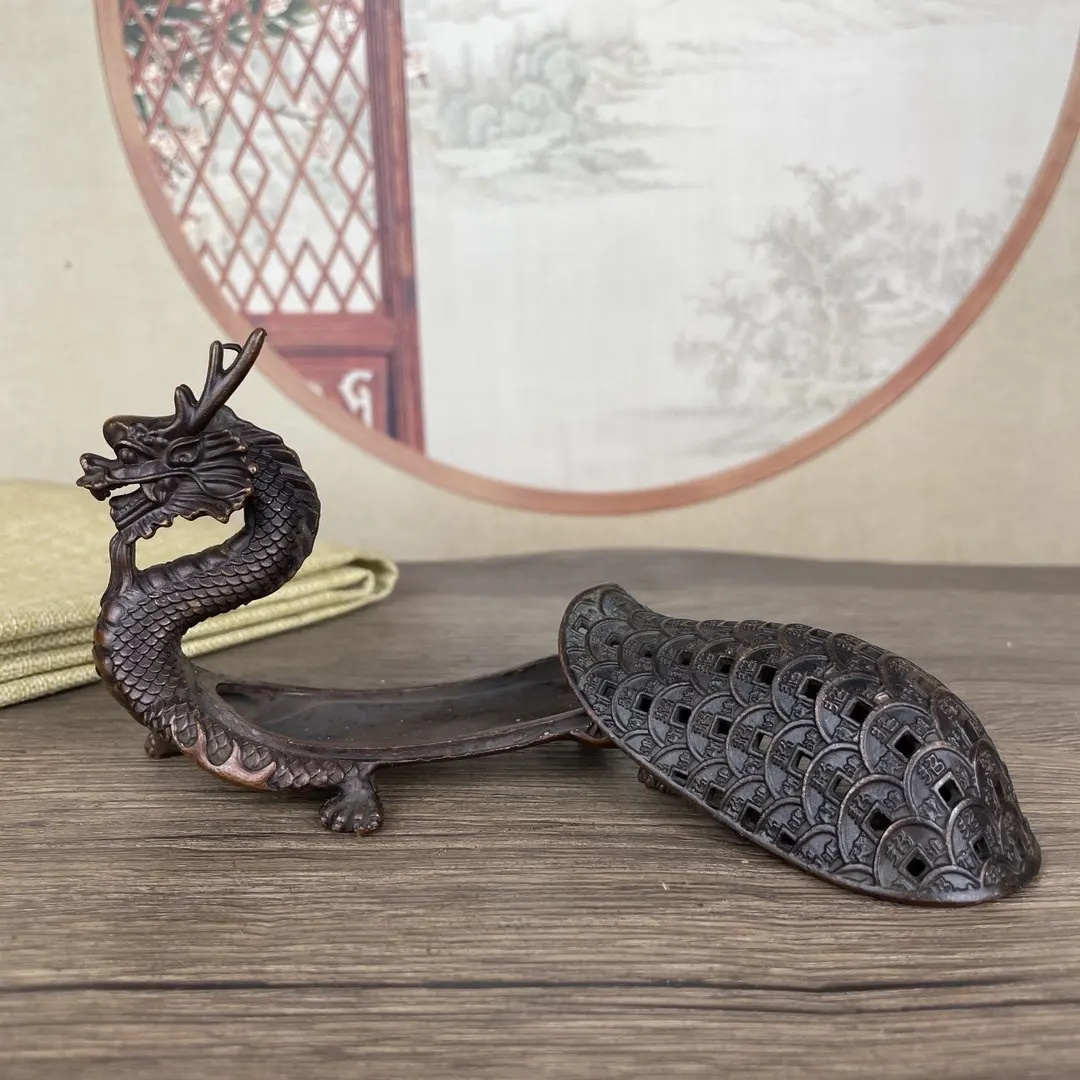 Creative Aromatherapy Furnace, Home Indoor Tea Ceremony Decorations, Chinese style Metal Dragon Turtle Shape Incense Burner, 1Pc